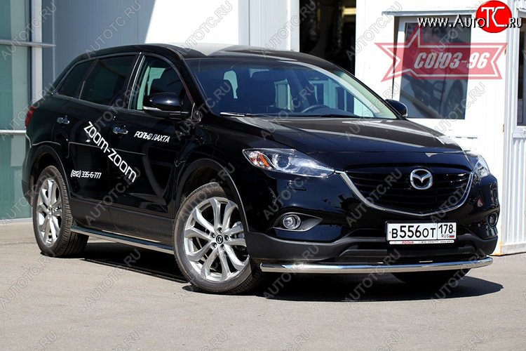 18 179 р. Защита переднего бампера одинарная рестайлинг Souz-96 (d60). Mazda CX-9 TB дорестайлинг (2007-2009)  с доставкой в г. Майкоп