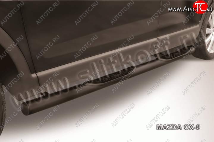 12 399 р. Защита порогов Slitkoff  Mazda CX-9 ( TB,  TC) (2007-2025) дорестайлинг (Цвет: серебристый)  с доставкой в г. Майкоп