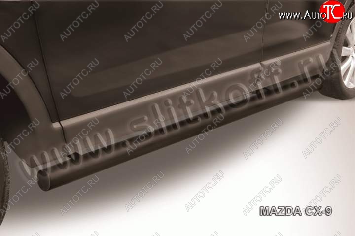 10 649 р. Защита порогов Slitkoff  Mazda CX-9  TB (2007-2009) дорестайлинг (Цвет: серебристый)  с доставкой в г. Майкоп