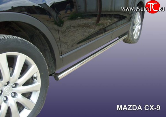 13 999 р. Защита порогов из круглой трубы диаметром 57 мм Slitkoff Mazda CX-9 TB дорестайлинг (2007-2009) (Нержавейка, Полированная)  с доставкой в г. Майкоп