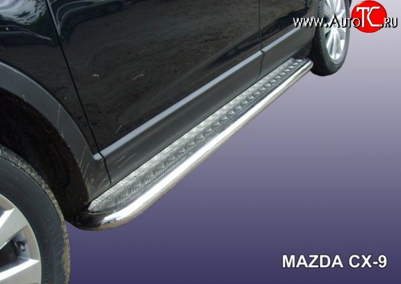 16 999 р. Широкая защита порогов Slitkoff  Mazda CX-9  TB (2007-2009) дорестайлинг  с доставкой в г. Майкоп