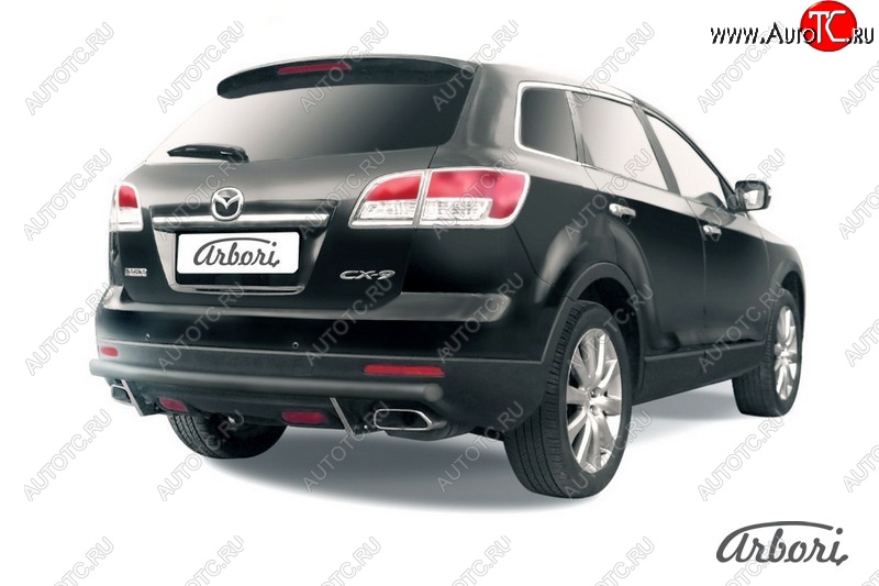 7 379 р. Защита заднего бампера Arbori (черная, 1 труба d57 mm). Mazda CX-9 TB дорестайлинг (2007-2009)  с доставкой в г. Майкоп