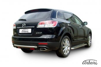 8 999 р. Защита заднего бампера Arbori (короткая, нержавейка, 1 труба d57 mm). Mazda CX-9 TB дорестайлинг (2007-2009)  с доставкой в г. Майкоп. Увеличить фотографию 2