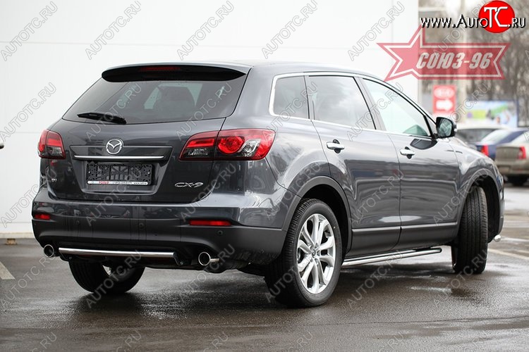 13 409 р. Защита заднего бампера из короткой трубы d42 Souz-96 Mazda CX-9 TB дорестайлинг (2007-2009)  с доставкой в г. Майкоп