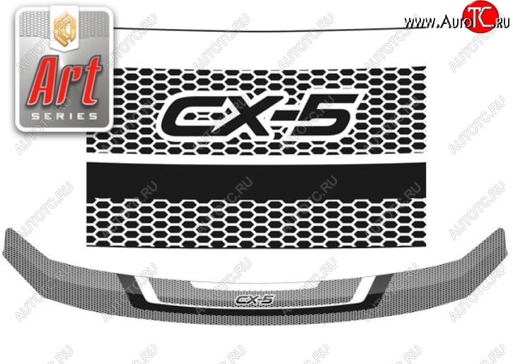2 199 р. Дефлектор капота CA-Plastiс  Mazda CX-5  KF (2016-2025) (Серия Art серебро)  с доставкой в г. Майкоп