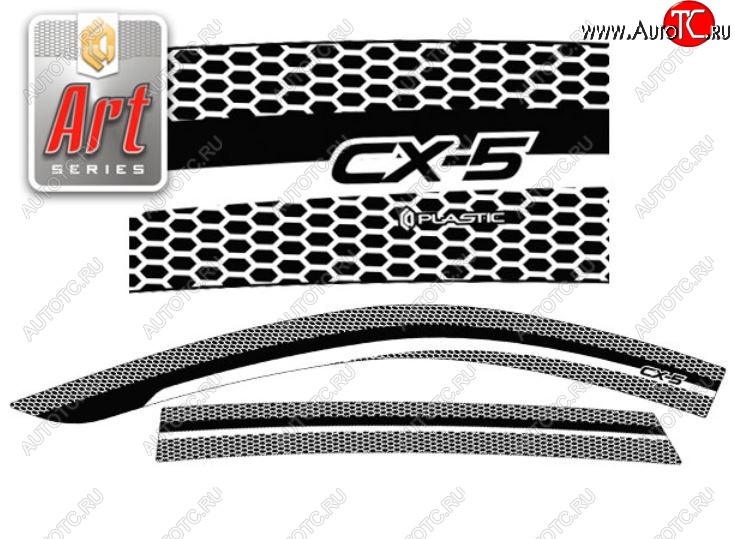 2 199 р. Дефлектора окон CA-Plastic  Mazda CX-5  KF (2016-2025) (Серия Art белая, Без хром.молдинга)  с доставкой в г. Майкоп