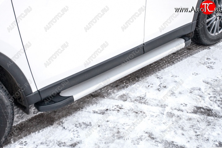 13 349 р. Алюминиевые пороги для ног Slitkoff (Optima)  Mazda CX-5  KF (2016-2025) (Чёрные)  с доставкой в г. Майкоп