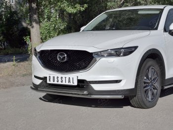 Защита переднего бампера (2 трубыØ42 мм, нержавейка) SLITKOFF Mazda CX-5  KF (2016-2025)