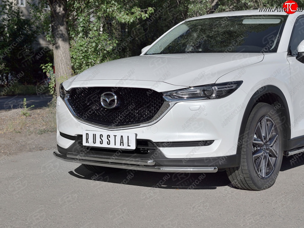 17 999 р. Защита переднего бампера (2 трубыØ42 мм, нержавейка) SLITKOFF Mazda CX-5 KF (2016-2025)  с доставкой в г. Майкоп