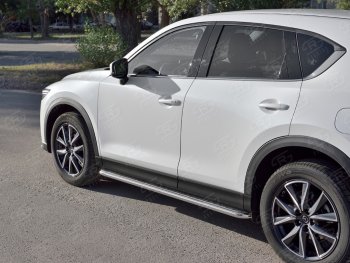 24 649 р. Широкая защита порогов с трубой диаметром 42 мм SLITKOFF v1 Mazda CX-5 KF (2016-2025)  с доставкой в г. Майкоп. Увеличить фотографию 2