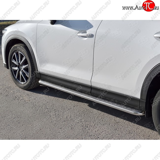 24 649 р. Широкая защита порогов с трубой диаметром 42 мм SLITKOFF v1 Mazda CX-5 KF (2016-2025)  с доставкой в г. Майкоп