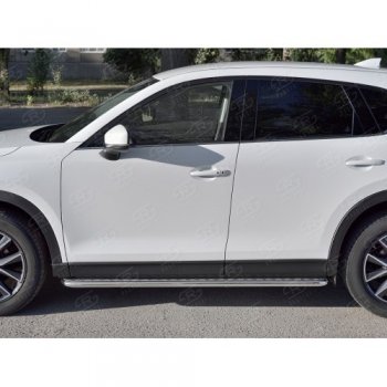 22 999 р. Широкая защита порогов с трубой диаметром 42 мм SLITKOFF v2 Mazda CX-5 KF (2016-2025)  с доставкой в г. Майкоп. Увеличить фотографию 2
