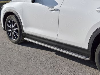 22 999 р. Широкая защита порогов с трубой диаметром 42 мм SLITKOFF v2 Mazda CX-5 KF (2016-2025)  с доставкой в г. Майкоп. Увеличить фотографию 3