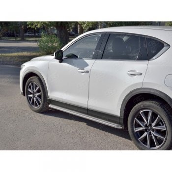 35 549 р. Широкая защита порогов с трубой диаметром 42 мм SLITKOFF v3  Mazda CX-5  KF (2016-2025)  с доставкой в г. Майкоп. Увеличить фотографию 2
