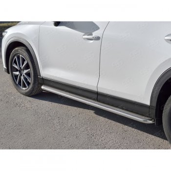 Широкая защита порогов с трубой диаметром 42 мм SLITKOFF v3 Mazda CX-5  KF (2016-2025)