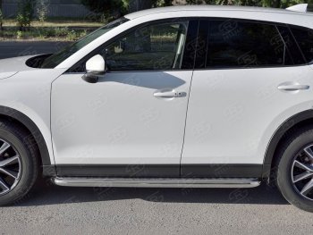 32 849 р. Защита порогов из круглой трубы диаметром 63 мм SLITKOFF v1 Mazda CX-5 KF (2016-2025)  с доставкой в г. Майкоп. Увеличить фотографию 3