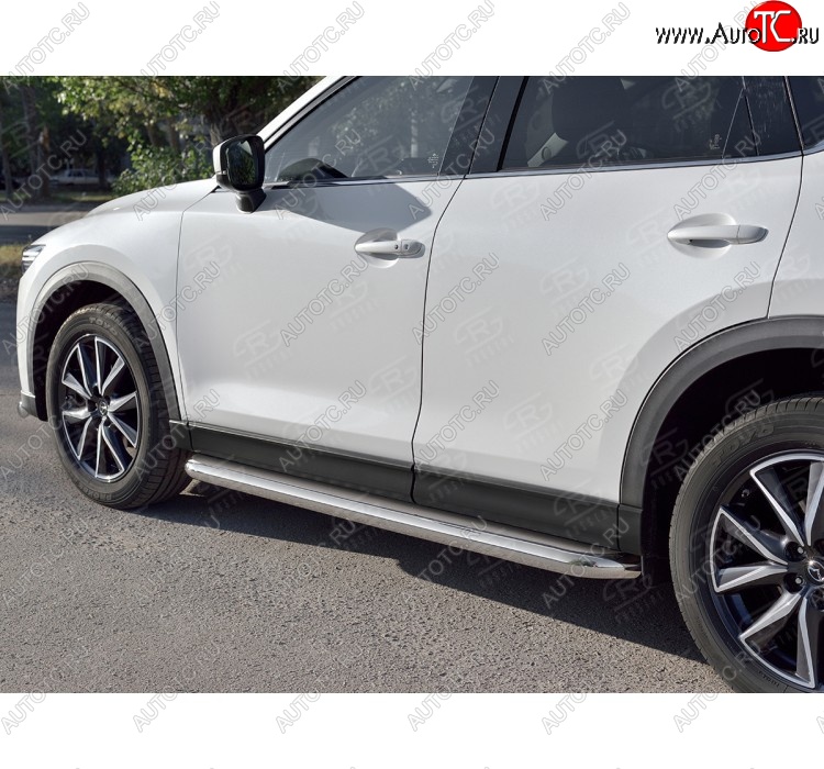 32 849 р. Защита порогов из круглой трубы диаметром 63 мм SLITKOFF v1 Mazda CX-5 KF (2016-2025)  с доставкой в г. Майкоп