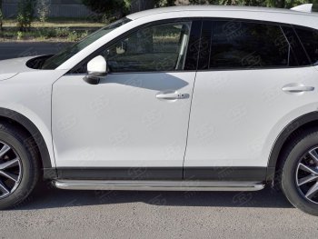 43 999 р. Порожки для ног (Ø63) SLITKOFF  Mazda CX-5  KF (2016-2025) (лист - нержавейка, профиль - нержавейка)  с доставкой в г. Майкоп. Увеличить фотографию 2