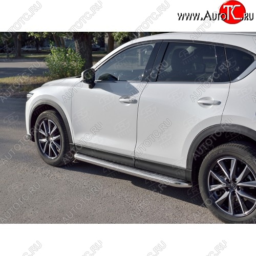 43 999 р. Порожки для ног (Ø63) SLITKOFF  Mazda CX-5  KF (2016-2025) (лист - нержавейка, профиль - нержавейка)  с доставкой в г. Майкоп