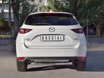 16 649 р. Защита заднего бампера (Ø63 и 42 мм, нержавейка) SLITKOFF Mazda CX-5 KF (2016-2025)  с доставкой в г. Майкоп. Увеличить фотографию 2