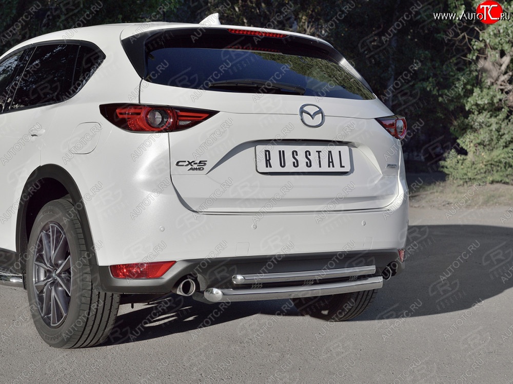 16 649 р. Защита заднего бампера (Ø63 и 42 мм, нержавейка) SLITKOFF Mazda CX-5 KF (2016-2025)  с доставкой в г. Майкоп