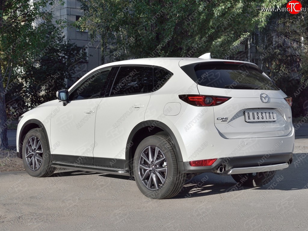 9 749 р. Защита заднего бампера (Ø75x42 мм, нержавейка) Russtal Mazda CX-5 KF (2016-2025)  с доставкой в г. Майкоп