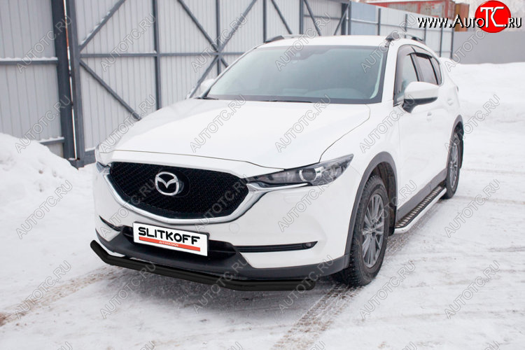 12 099 р. Защита переднего бампера Slitkoff (Ø 57 мм).  Mazda CX-5  KF (2016-2025) (Сталь с полимерным покрытием. Цвет: черный)  с доставкой в г. Майкоп