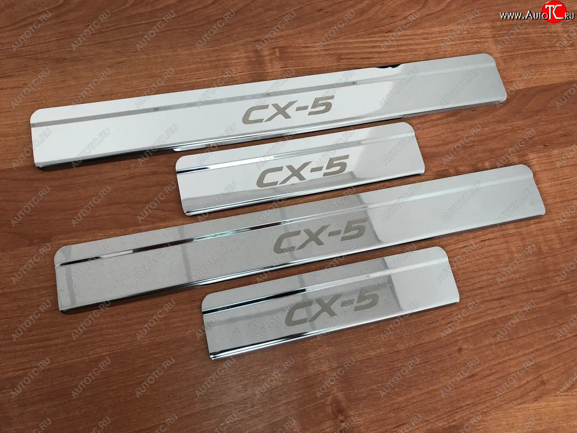 2 199 р. Накладки порожков салона INOX Mazda CX-5 KF (2016-2025) (Нержавеющая сталь)  с доставкой в г. Майкоп