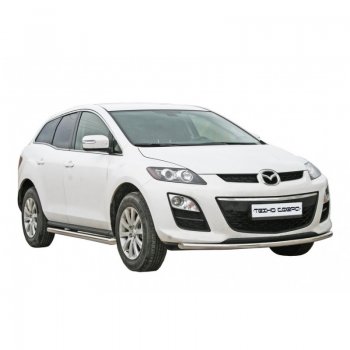 Защита порогов ТехноСфера (Техно Сфера) Люкс (нержавейка, d63.5 mm) Mazda CX-7  ER (2006-2012) дорестайлинг, рестайлинг