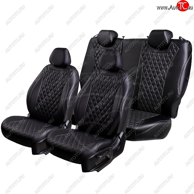13 949 р. Чехлы для сидений Lord Autofashion Байрон (экокожа, раздельная спинка, подлокотник, отдельные бока, 3 Г-образных подголовника)  Mazda 6  GJ (2012-2018) дорестайлинг седан, дорестайлинг универсал, 1 рестайлинг универсал, 1-ый рестайлинг седан (Черный, вставка черная, строчка бежевая)  с доставкой в г. Майкоп