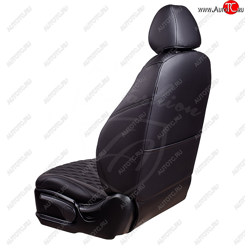 13 949 р. Чехлы для сидений Lord Autofashion Байрон (экокожа, раздельная спинка, подлокотник, отдельные бока, 3 Г-образных подголовника)  Mazda 6  GJ (2012-2018) дорестайлинг седан, дорестайлинг универсал, 1 рестайлинг универсал, 1-ый рестайлинг седан (Черный, вставка черная, строчка черная)  с доставкой в г. Майкоп