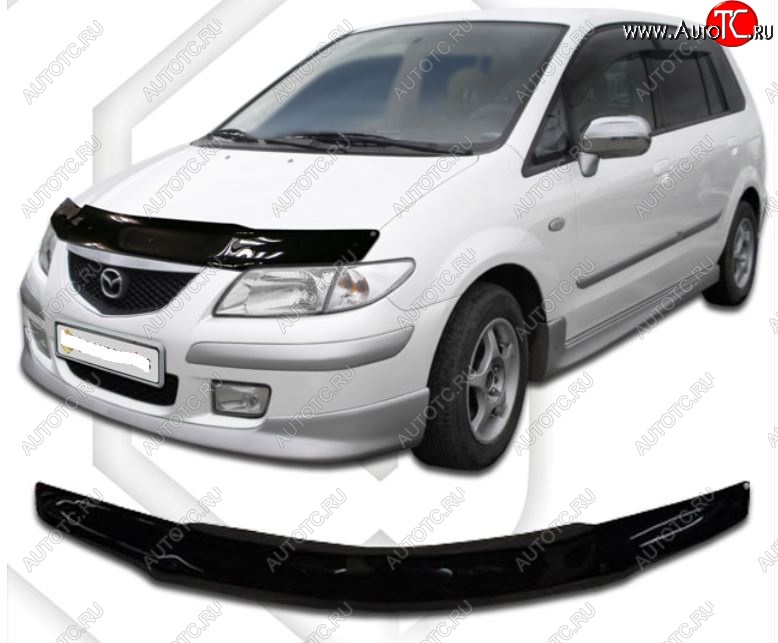 2 159 р. Дефлектор капота CA-Plastic) Mazda MPV LW дорестайлинг (1999-2002) (Classic черный, Без надписи)  с доставкой в г. Майкоп