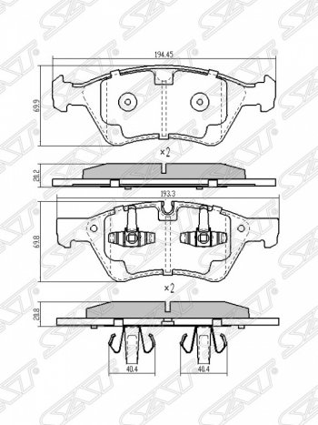 Колодки тормозные SAT (передние) Mercedes-Benz ML class W164 рестайлинг (2008-2011)