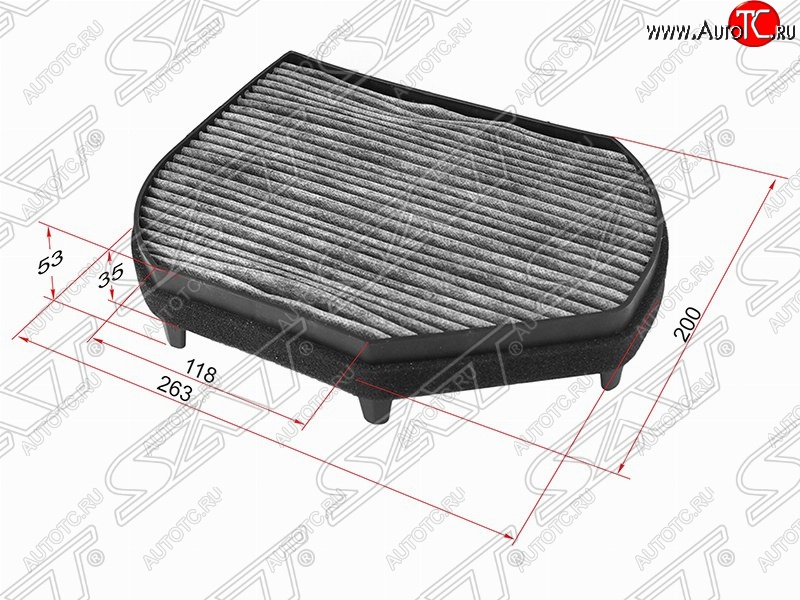 379 р. Фильтр салонный SAT (угольный 263х200х53/35 mm)  Mercedes-Benz C-Class ( S202,  W202) - SLK class  R170  с доставкой в г. Майкоп