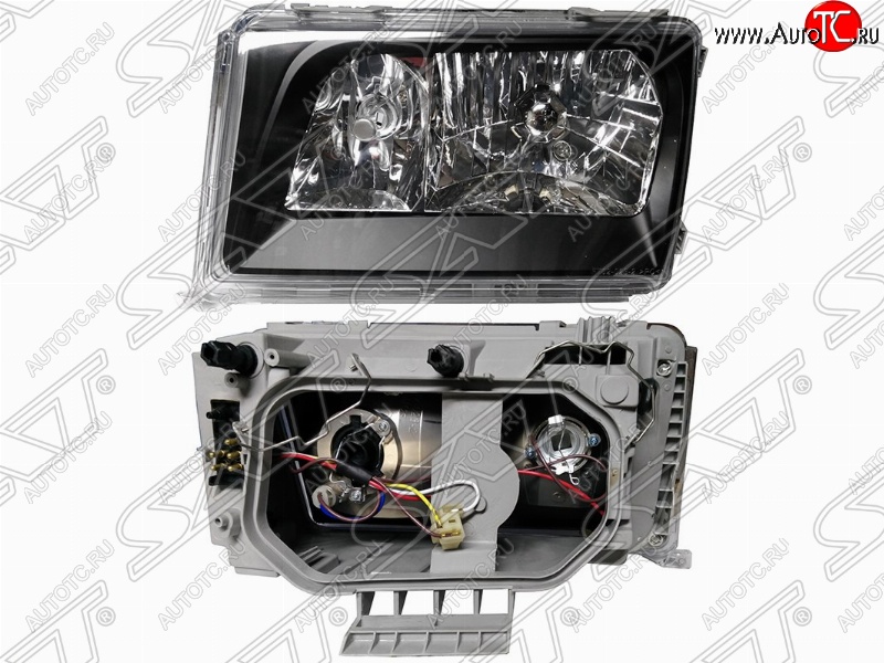 6 299 р. Левая передняя фара SAT (черный хрусталь) Mercedes-Benz E-Class W124 седан дорестайлинг (1984-1993)  с доставкой в г. Майкоп