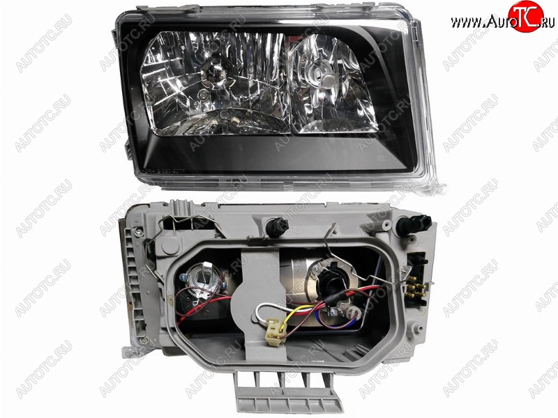 6 299 р. Правая передняя фара SAT (93-95, черный хрусталь) Mercedes-Benz E-Class W124 седан дорестайлинг (1984-1993)  с доставкой в г. Майкоп