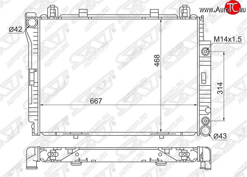 8 949 р. Радиатор двигателя SAT (пластинчатый, 3.0TD/3.5TD, МКПП/АКПП) Mercedes-Benz S class W140 Седан (1991-1998)  с доставкой в г. Майкоп