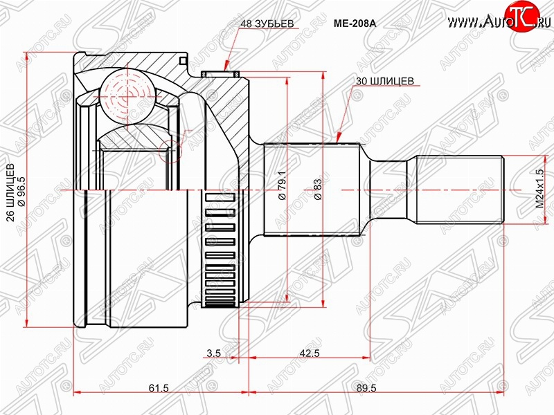 2 389 р. ШРУС SAT (наружный/ABS, 26*30*79 мм)  Mercedes-Benz ML class  W163 (1997-2005) дорестайлинг, рестайлинг  с доставкой в г. Майкоп