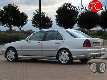 8 299 р. Пороги накладки AMG Mercedes-Benz C-Class W202 дорестайлинг седан (1993-1997) (Неокрашенные)  с доставкой в г. Майкоп