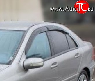 999 р. Комплект дефлекторов окон (ветровиков) 4 шт. Russtal Mercedes-Benz C-Class W203 дорестайлинг седан (2000-2004)  с доставкой в г. Майкоп