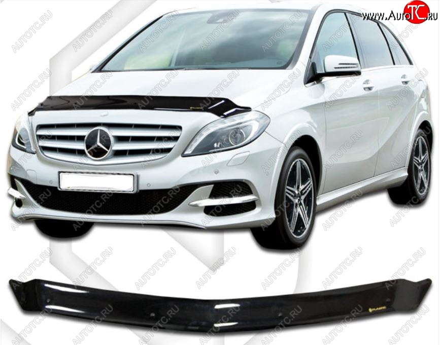 1 899 р. Дефлектор капота CA-Plastic  Mercedes-Benz B-Class  W246/T246 (2011-2018) хэтчбэк (Classic черный, Без надписи)  с доставкой в г. Майкоп