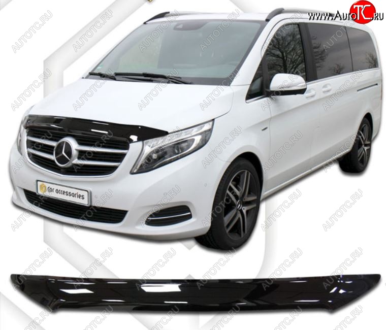 1 999 р. Дефлектор капота CA-Plastiс  Mercedes-Benz Vito  W447 (2015-2025) дорестайлинг, рестайлинг (Classic черный, Без надписи)  с доставкой в г. Майкоп