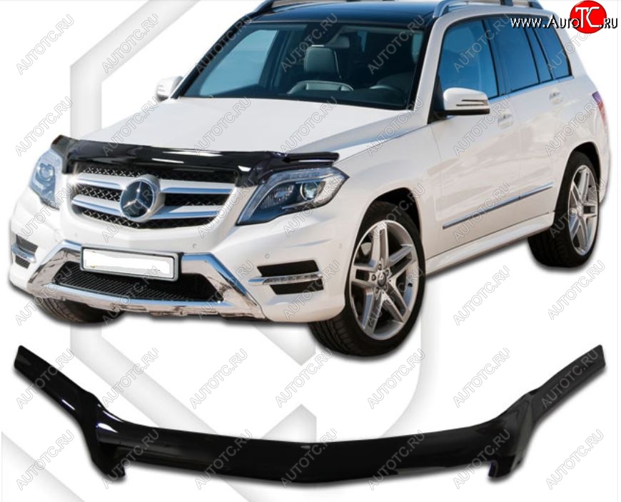 2 159 р. Дефлектор капота CA-Plastic Mercedes-Benz GLK class X204 дорестайлинг (2008-2012) (Classic черный, Без надписи)  с доставкой в г. Майкоп