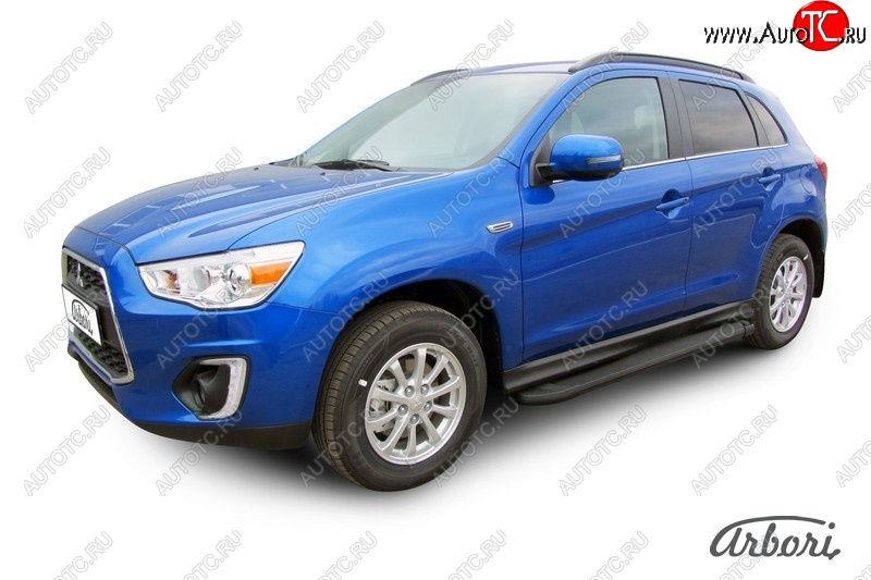 11 609 р. Порожки для ног Arbori Optima Black Mitsubishi ASX 1-ый рестайлинг (2013-2016)  с доставкой в г. Майкоп