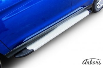 10 979 р. Порожки для ног Arbori Optima Silver Mitsubishi ASX 1-ый рестайлинг (2013-2016)  с доставкой в г. Майкоп. Увеличить фотографию 2
