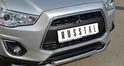 17 899 р. Защита переднего бампера (2 трубыØ63 и 42 мм, нержавейка) SLITKOFF  Mitsubishi ASX (2013-2016) 1-ый рестайлинг  с доставкой в г. Майкоп. Увеличить фотографию 2