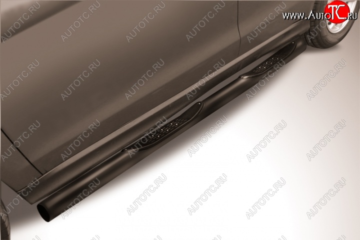 12 399 р. Защита порогов из трубы d76 Slitkoff (с поступями) Mitsubishi ASX 1-ый рестайлинг (2013-2016) (Цвет: серебристый)  с доставкой в г. Майкоп