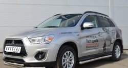 76 999 р. Защита порогов из круглой трубы диаметром 63 мм Russtal Mitsubishi ASX 1-ый рестайлинг (2013-2016) (Защита порогов с со скосами на торцах (вариант 1))  с доставкой в г. Майкоп. Увеличить фотографию 4