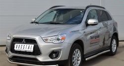 76 999 р. Защита порогов из круглой трубы диаметром 63 мм Russtal Mitsubishi ASX 1-ый рестайлинг (2013-2016) (Защита порогов с со скосами на торцах (вариант 1))  с доставкой в г. Майкоп. Увеличить фотографию 11