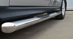 83 999 р. Защита порогов с пластиковыми вставками для ног из круглой трубы диаметром 76 мм Russtal Mitsubishi ASX 1-ый рестайлинг (2013-2016) (Защита порогов с со скосами на торцах (вариант 1))  с доставкой в г. Майкоп. Увеличить фотографию 3